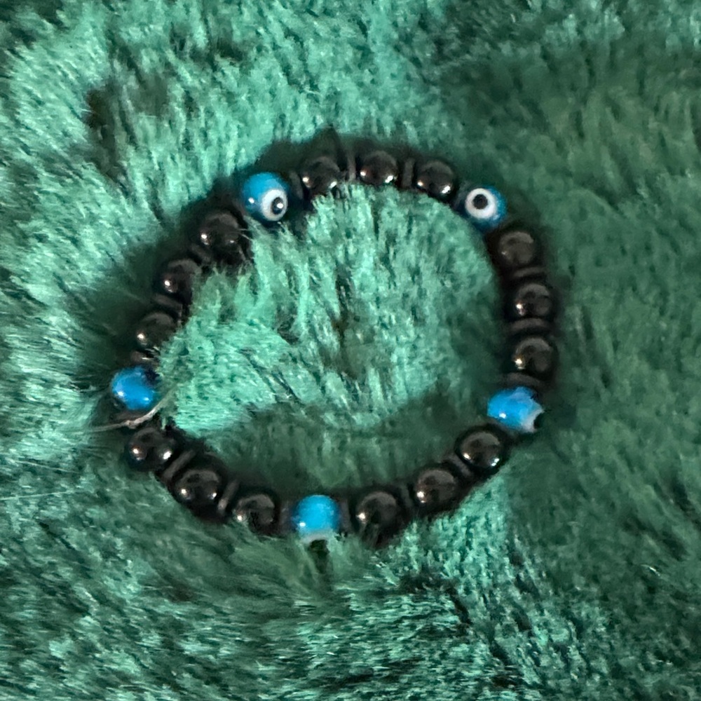 Black obsidian and evil eye bracelet